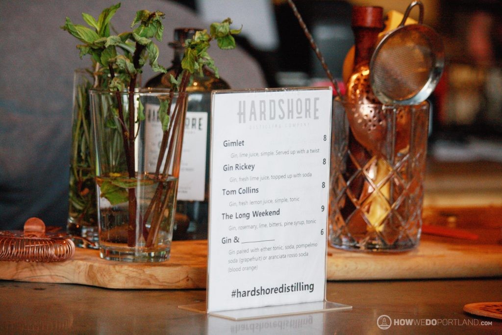 Hardshore Distilling Tasting Room Menu