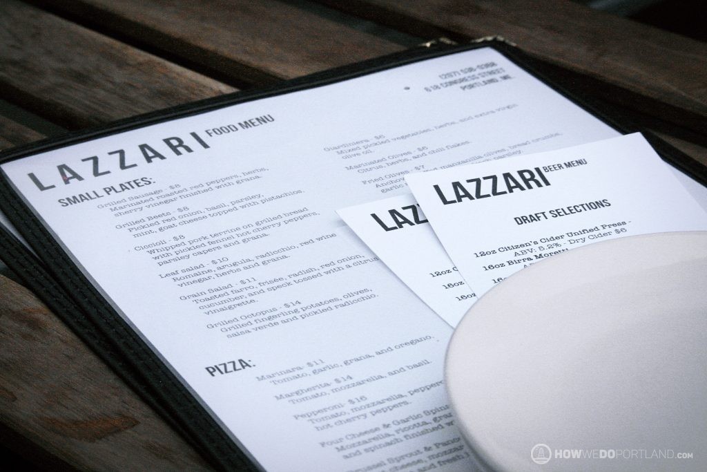 Lazzari Pizza Menu