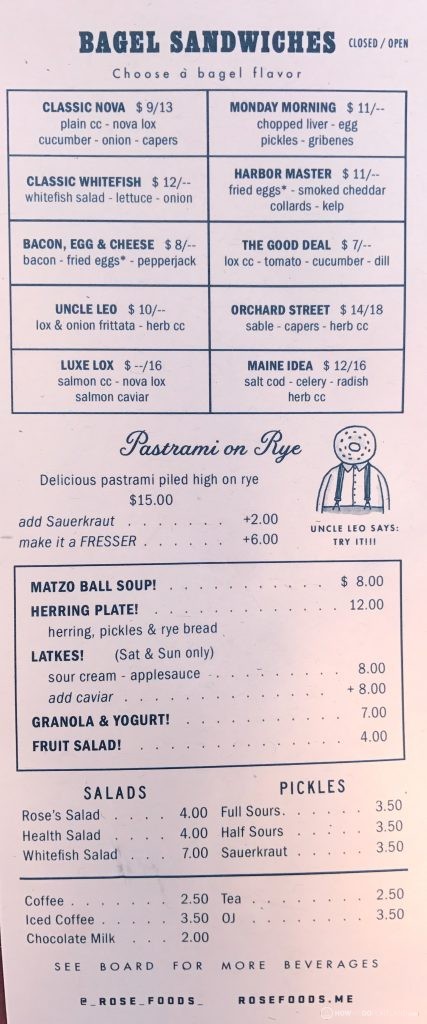 Rose Foods Menu - Sandwiches